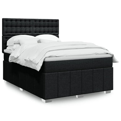 Box Spring Postel S Matrací Černá Textil Černá