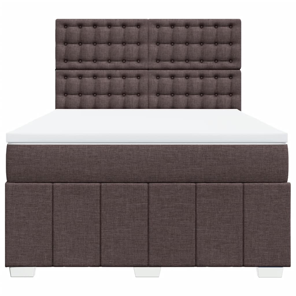 Box Spring Postel S Matrací Tmavě Hnědá 140X200 Cm Textil