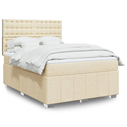 Box Spring Postel S Matrací Textil Krémová