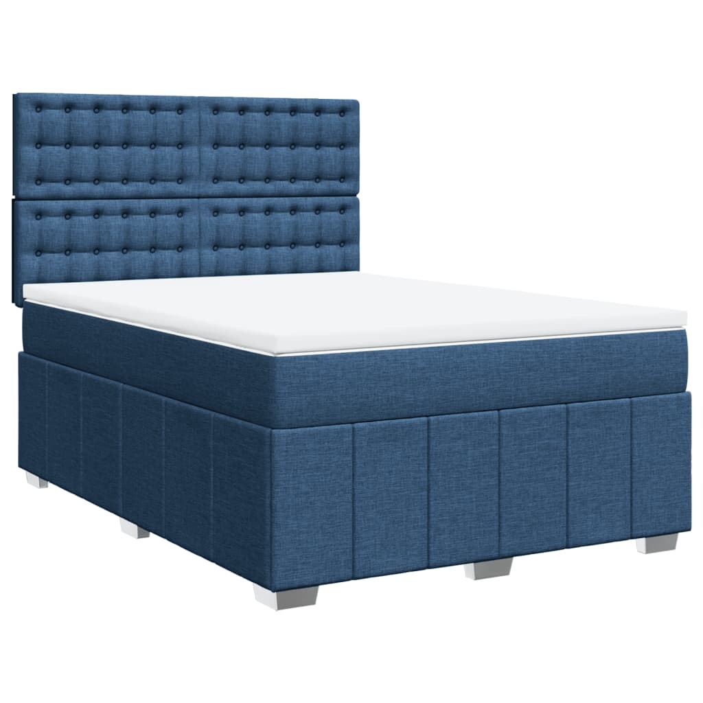 Box Spring Postel S Matrací Modrá 140X200 Cm Textil
