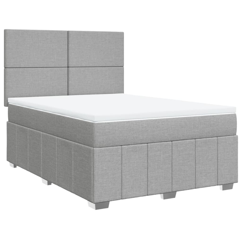 Box Spring Postel S Matrací Světle Šedá 160 X 200 Cm Textil