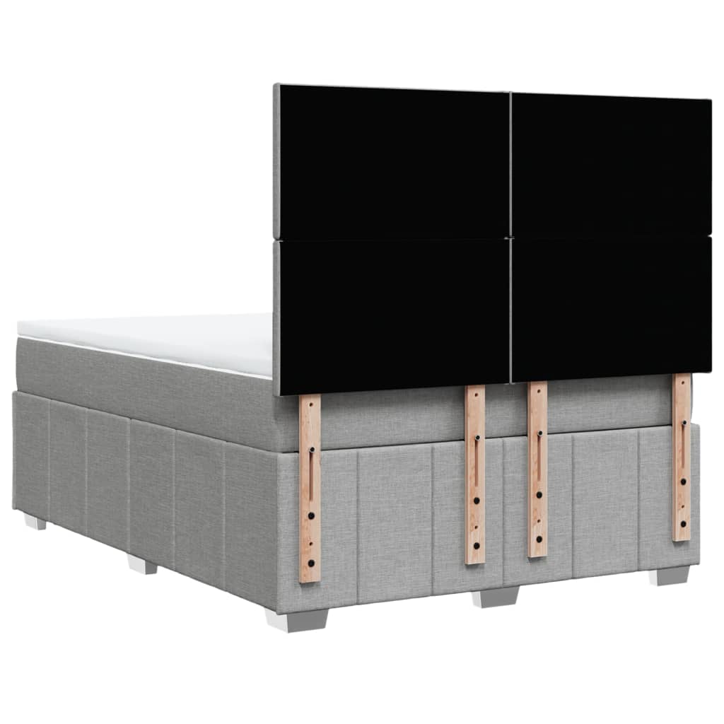 Box Spring Postel S Matrací Světle Šedá 160 X 200 Cm Textil