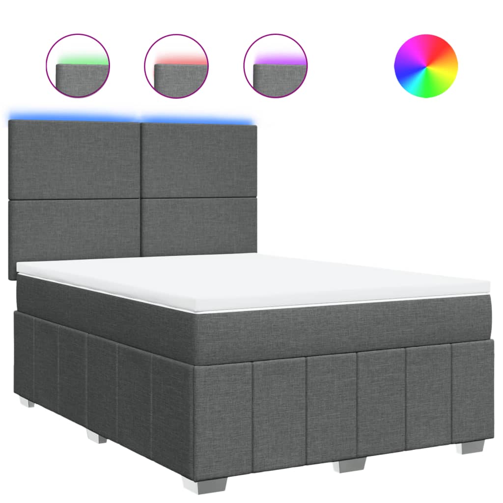 Box Spring Postel S Matrací Tmavě Šedá 160X200 Cm Textil