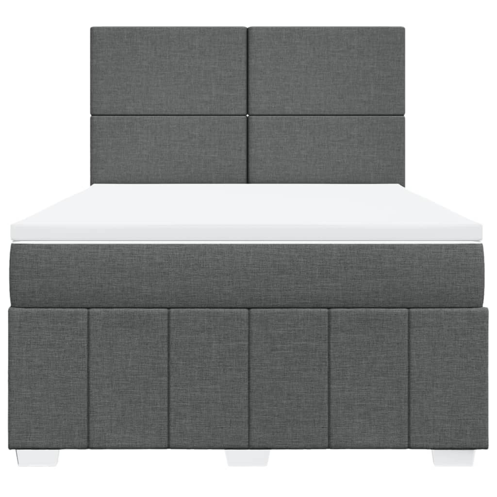 Box Spring Postel S Matrací Tmavě Šedá 160X200 Cm Textil