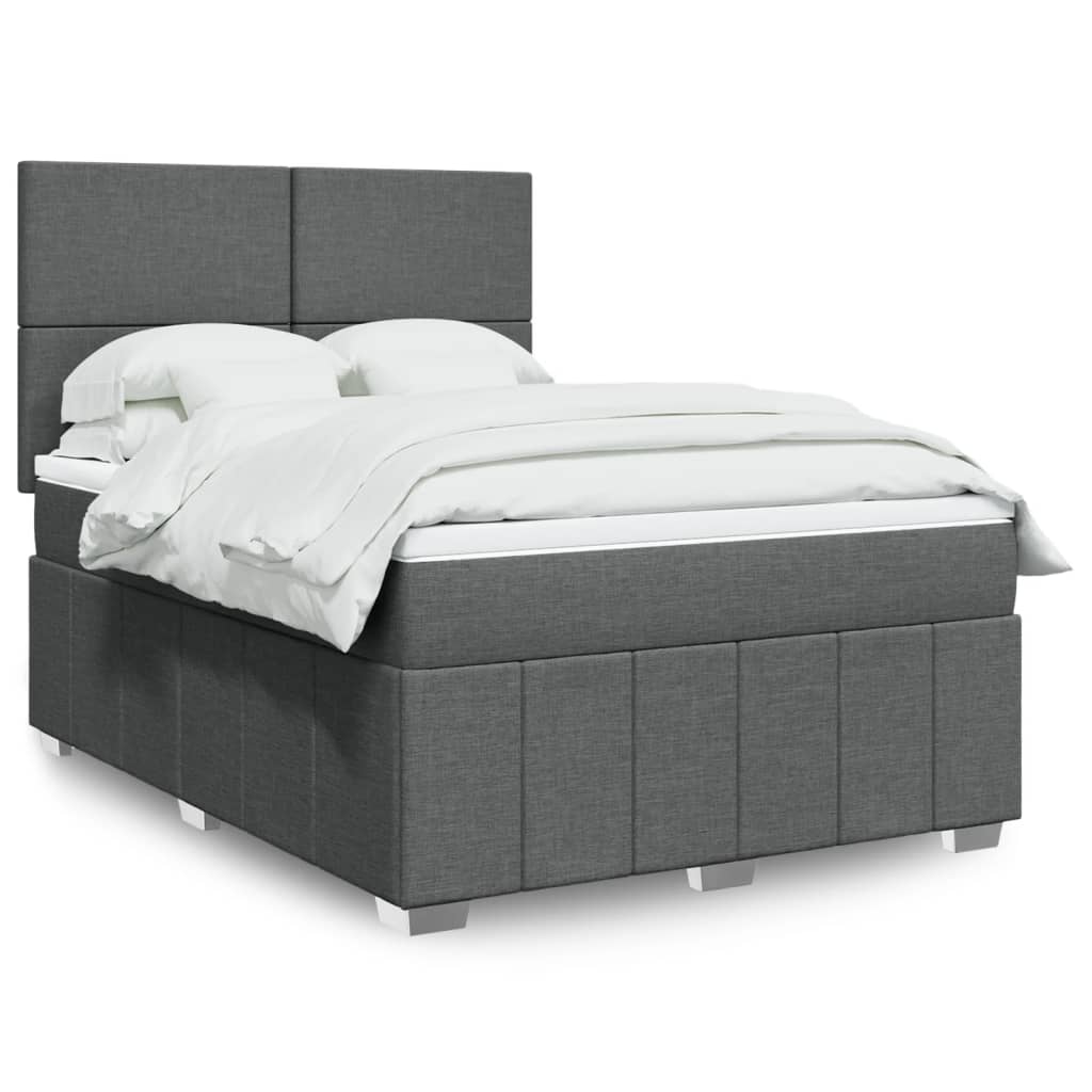 Box Spring Postel S Matrací Tmavě Šedá 160X200 Cm Textil