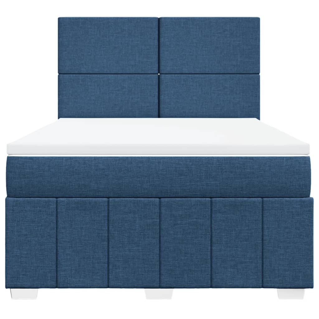 Box Spring Postel S Matrací Modrá 160X200 Cm Textil