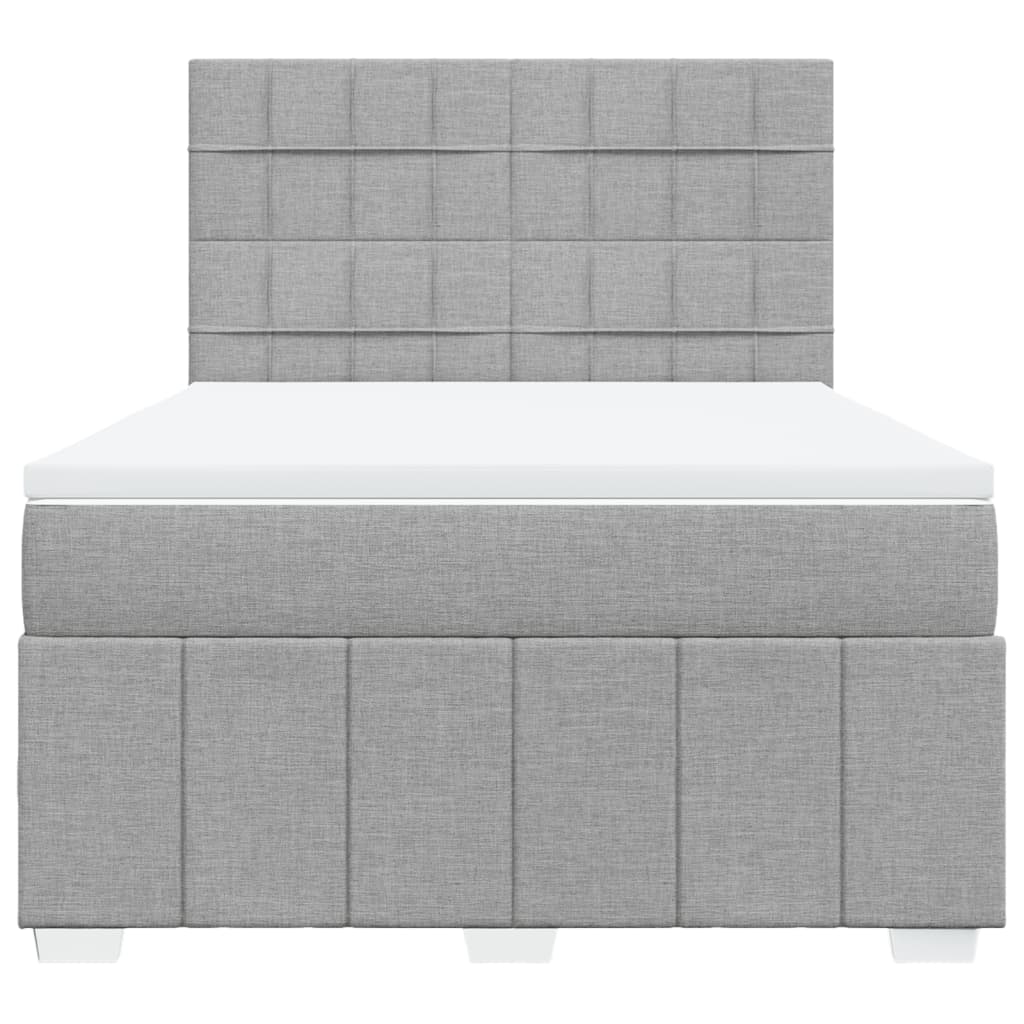 Box Spring Postel S Matrací Světle Šedá 160 X 200 Cm Textil