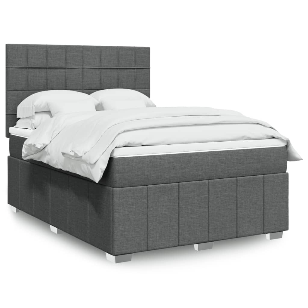 Box Spring Postel S Matrací Tmavě Šedá 160X200 Cm Textil