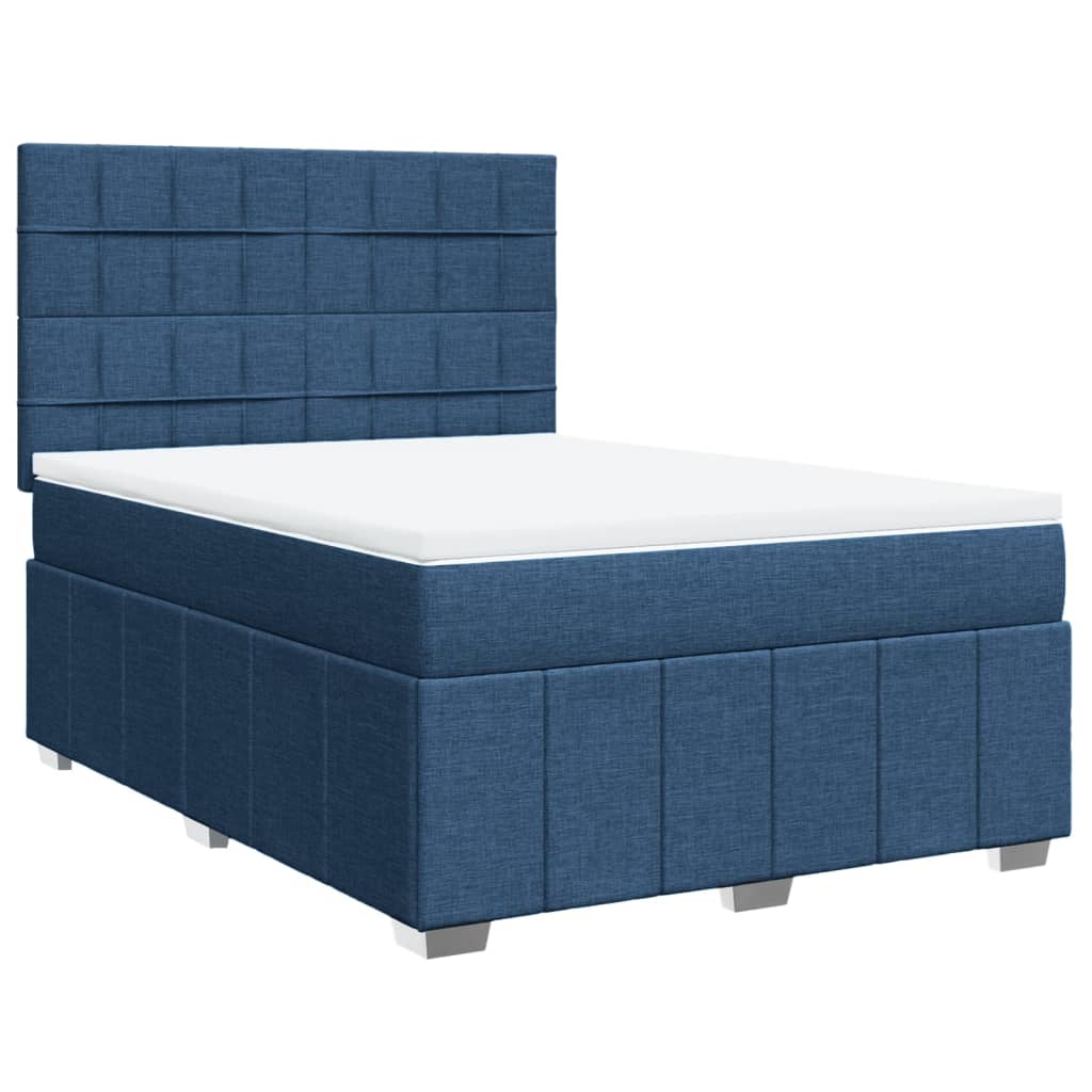 Box Spring Postel S Matrací Modrá 160X200 Cm Textil