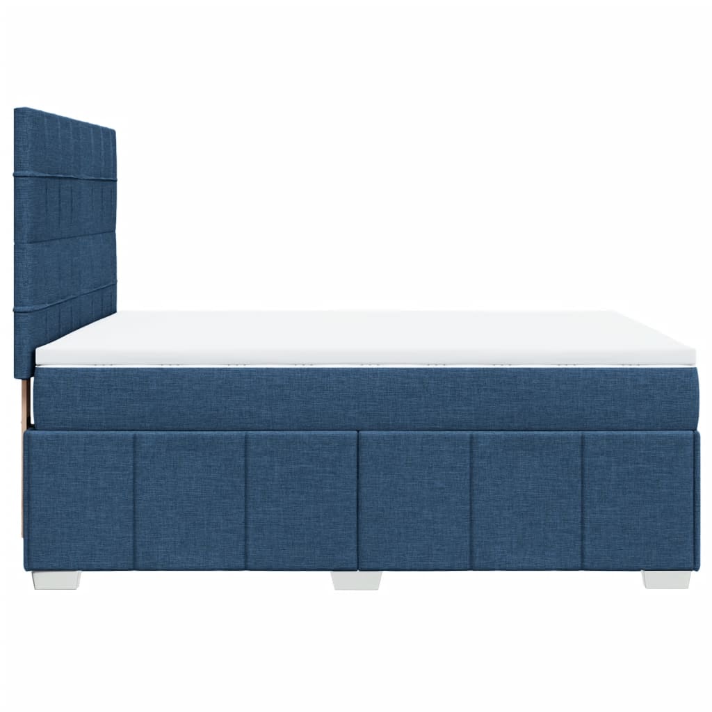 Box Spring Postel S Matrací Modrá 160X200 Cm Textil