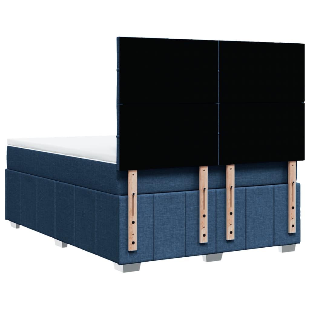 Box Spring Postel S Matrací Modrá 160X200 Cm Textil