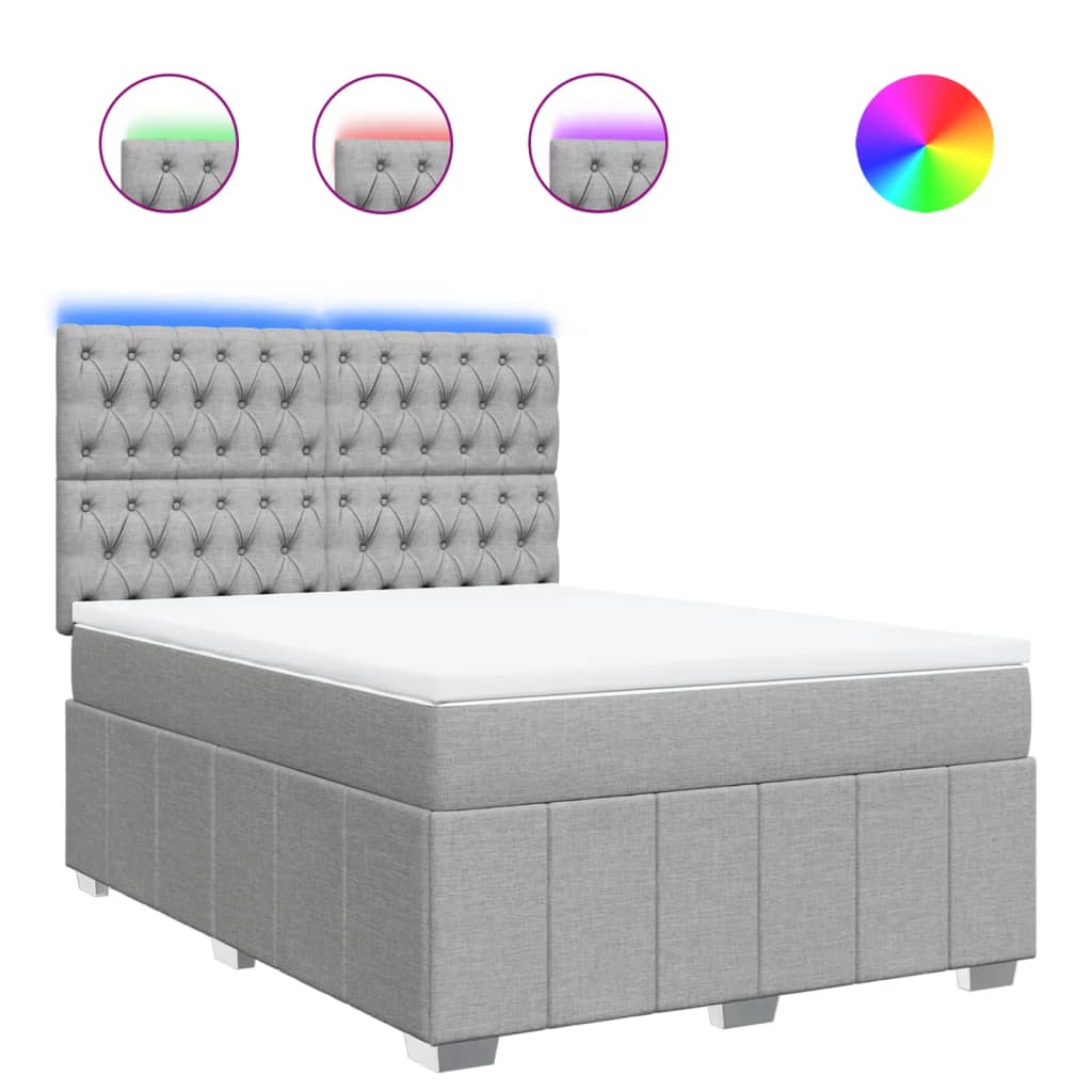 Box Spring Postel S Matrací Světle Šedá 160 X 200 Cm Textil