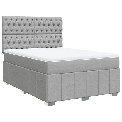 Box Spring Postel S Matrací Světle Šedá 160 X 200 Cm Textil