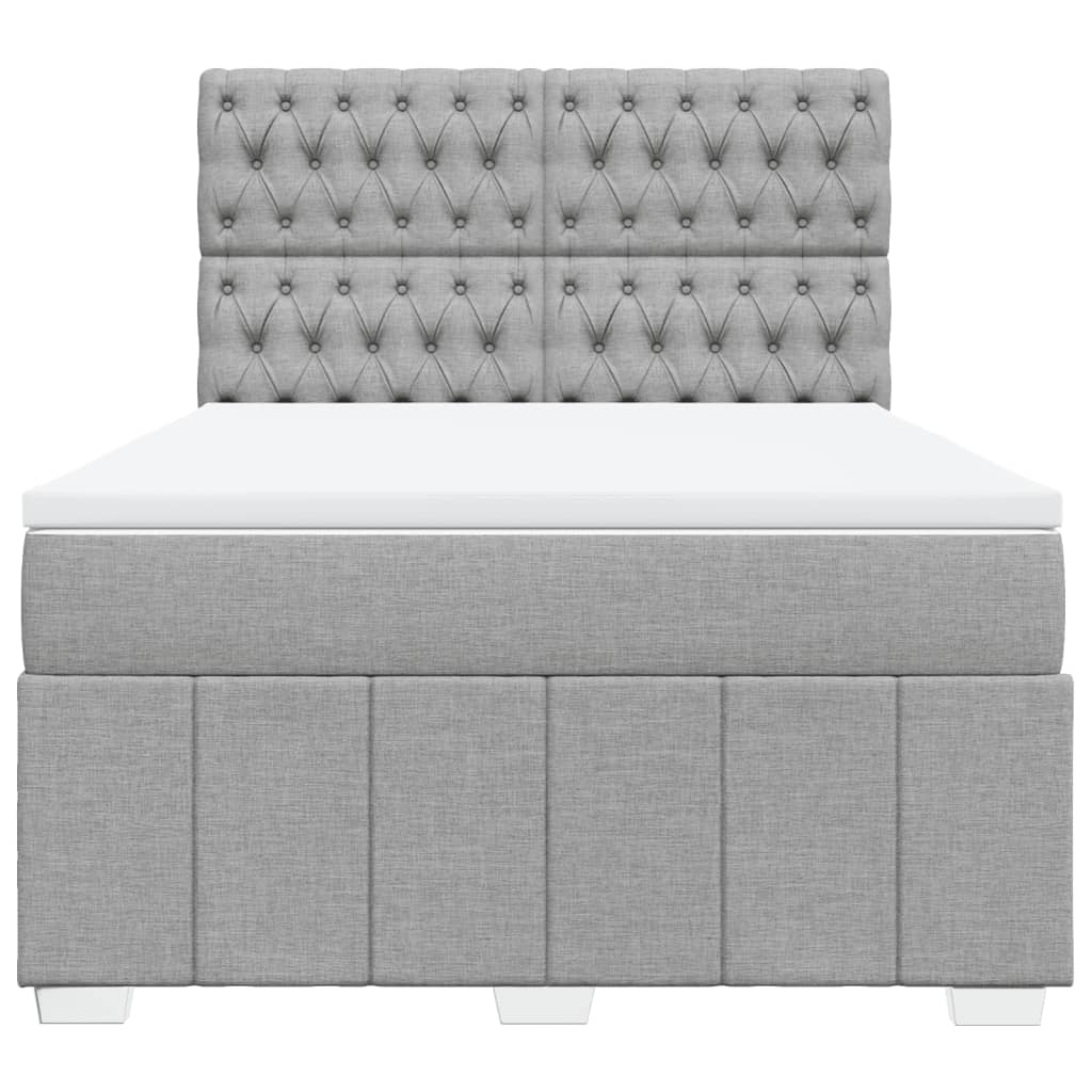 Box Spring Postel S Matrací Světle Šedá 160 X 200 Cm Textil