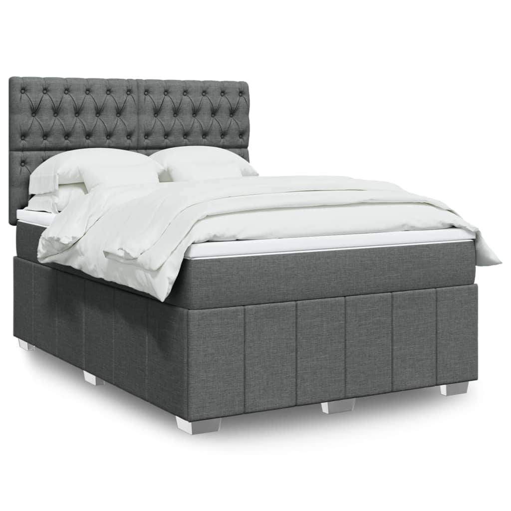 Box Spring Postel S Matrací Tmavě Šedá 160X200 Cm Textil
