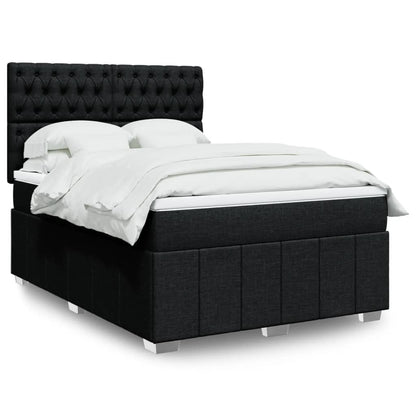 Box Spring Postel S Matrací Černá Textil Černá