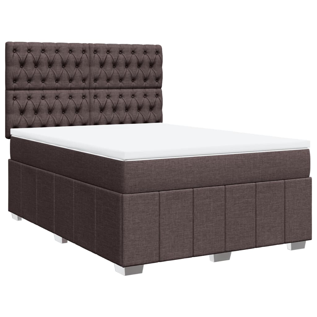 Box Spring Postel S Matrací Tmavě Hnědá 160X200 Cm Textil