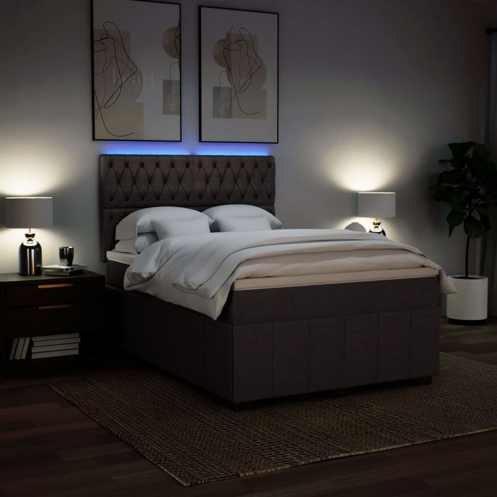 Box Spring Postel S Matrací Tmavě Hnědá 160X200 Cm Textil