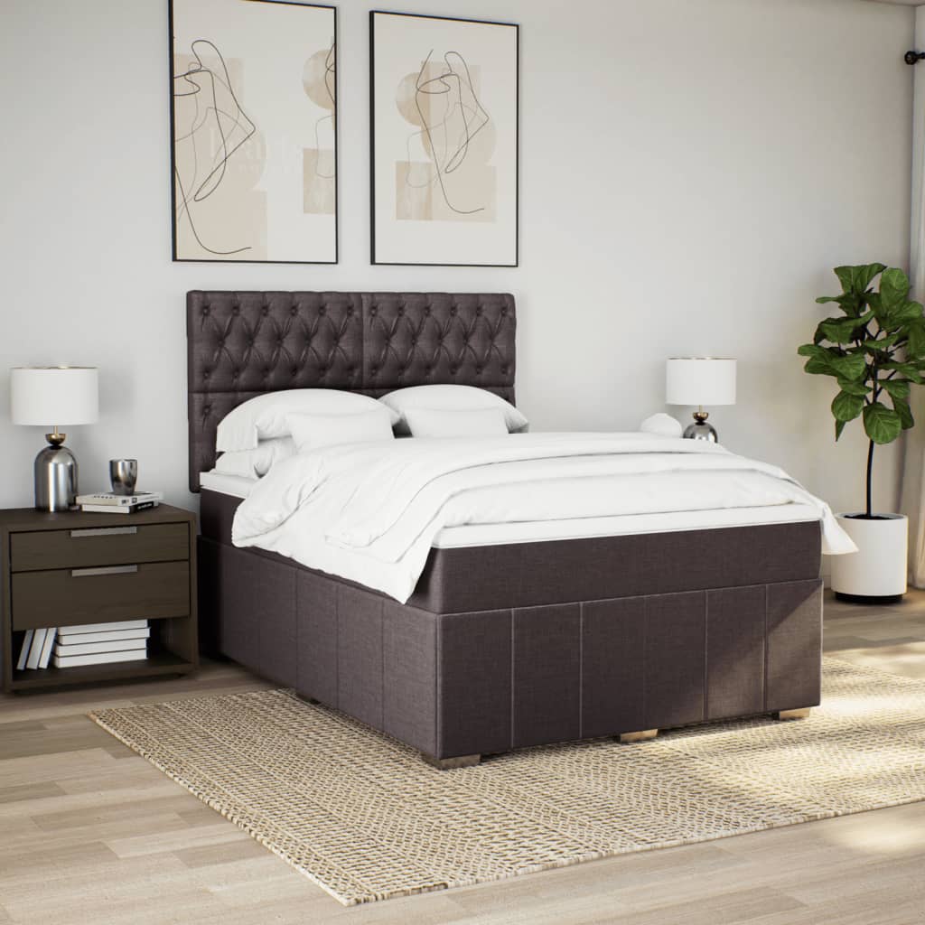 Box Spring Postel S Matrací Tmavě Hnědá 160X200 Cm Textil