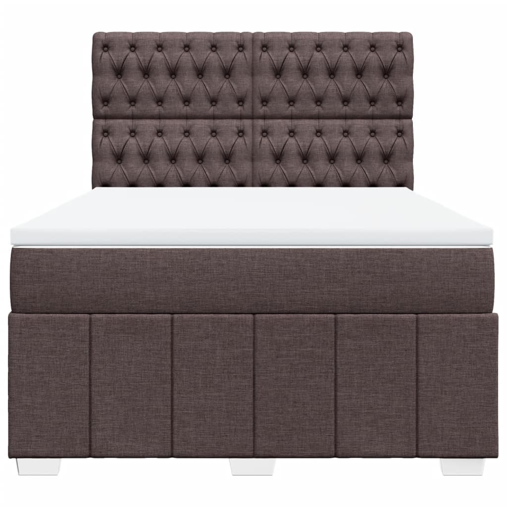 Box Spring Postel S Matrací Tmavě Hnědá 160X200 Cm Textil
