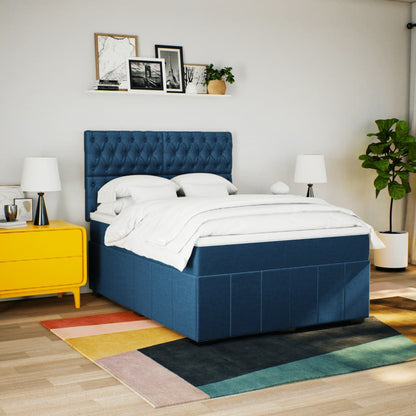 Box Spring Postel S Matrací Modrá 160X200 Cm Textil