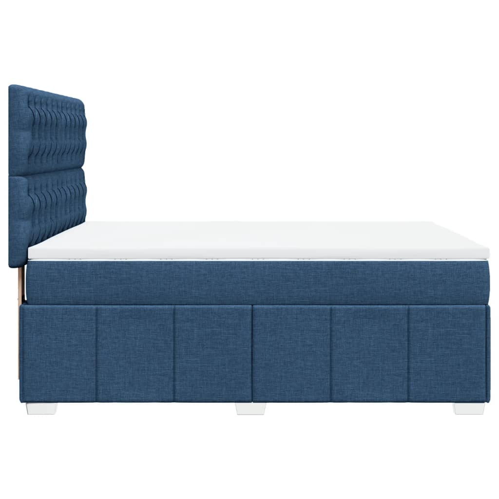 Box Spring Postel S Matrací Modrá 160X200 Cm Textil