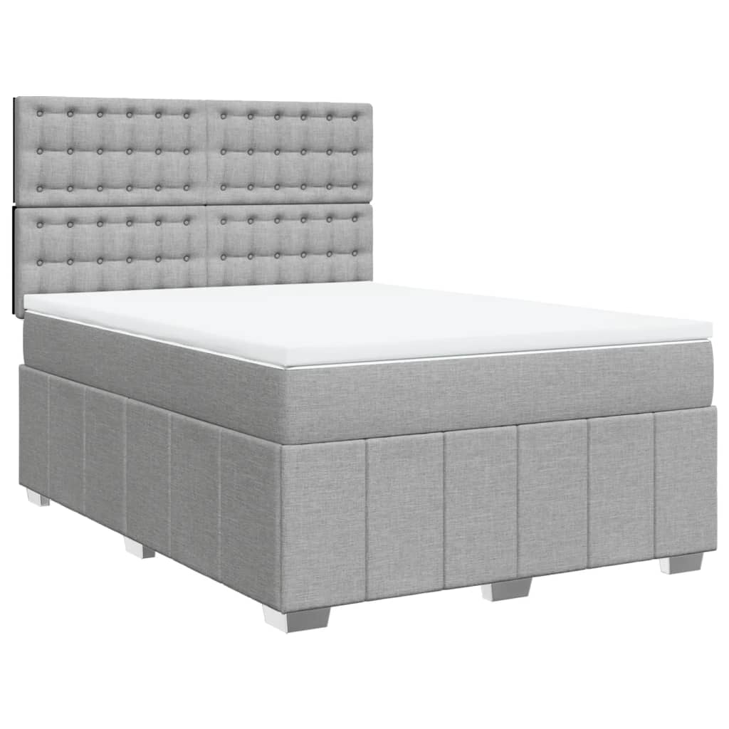 Box Spring Postel S Matrací Světle Šedá 160 X 200 Cm Textil