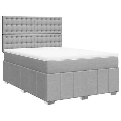 Box Spring Postel S Matrací Světle Šedá 160 X 200 Cm Textil