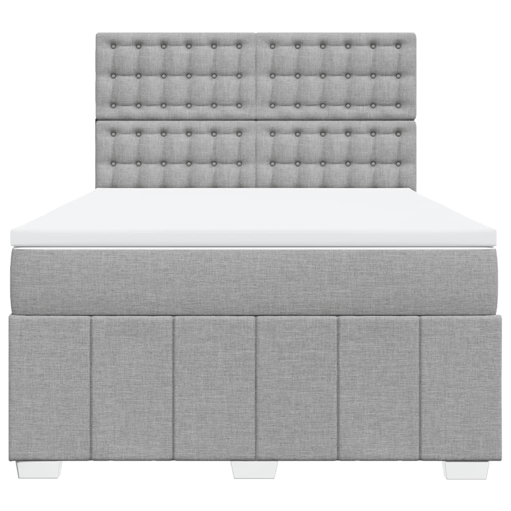 Box Spring Postel S Matrací Světle Šedá 160 X 200 Cm Textil
