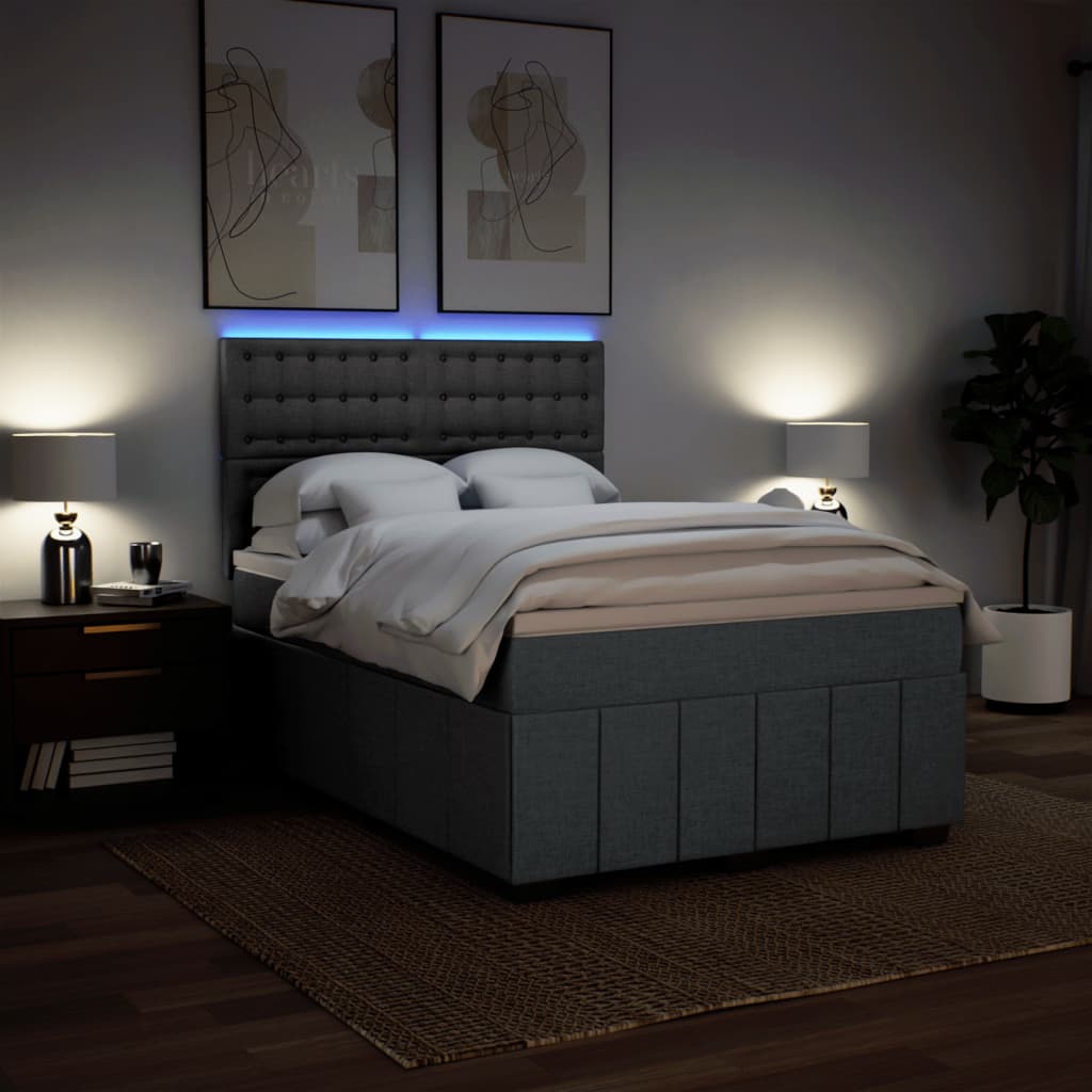 Box Spring Postel S Matrací Tmavě Šedá 160X200 Cm Textil