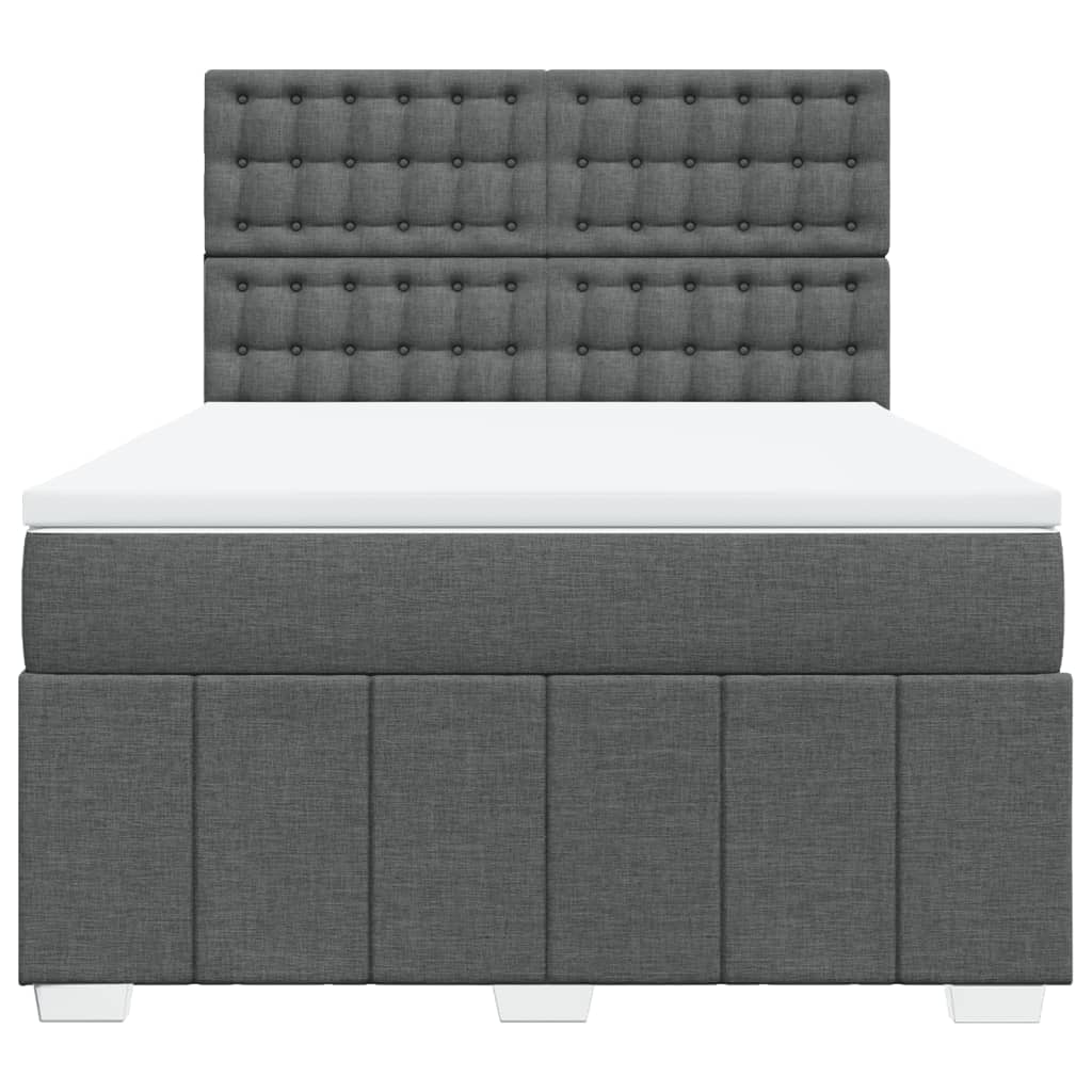 Box Spring Postel S Matrací Tmavě Šedá 160X200 Cm Textil