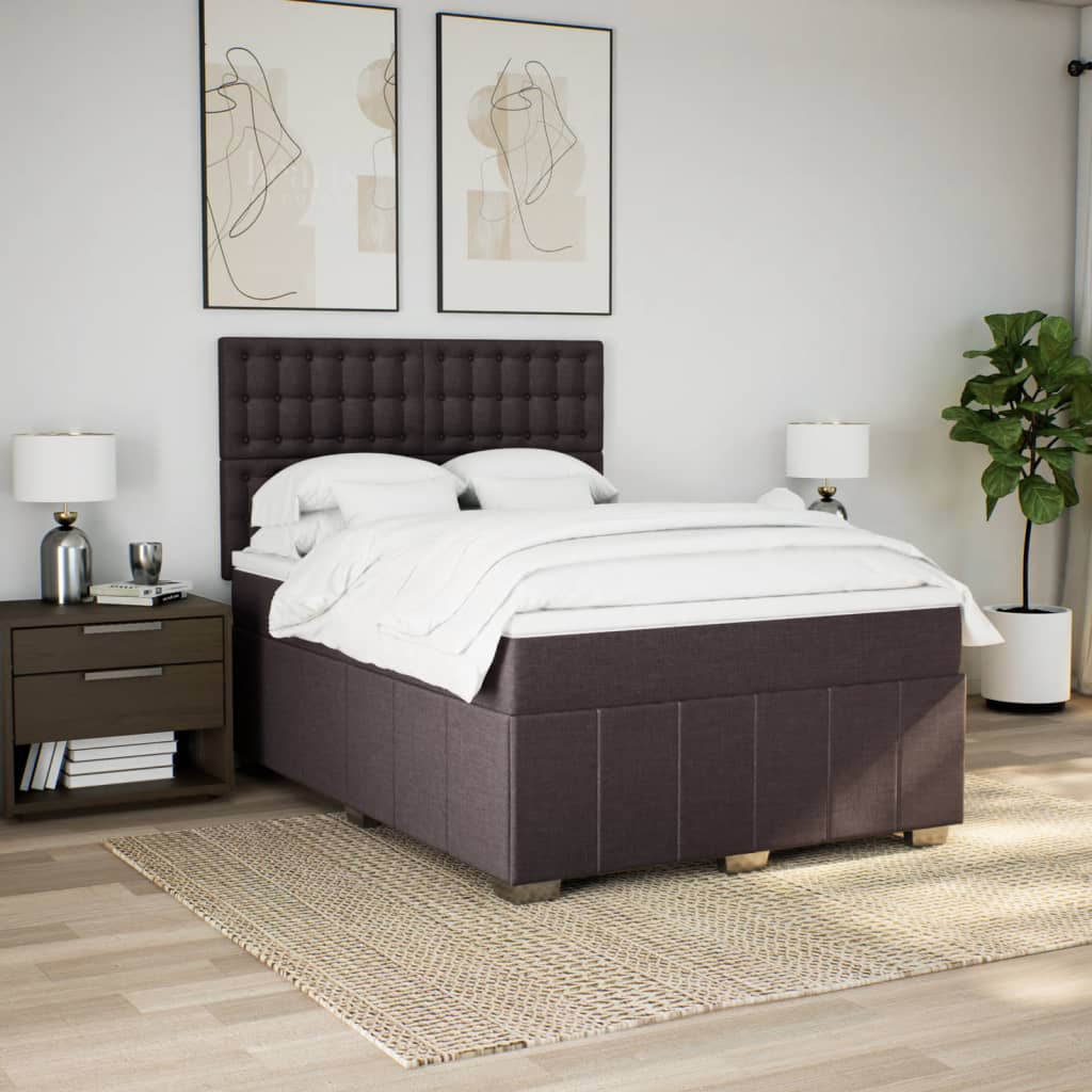 Box Spring Postel S Matrací Tmavě Hnědá 160X200 Cm Textil