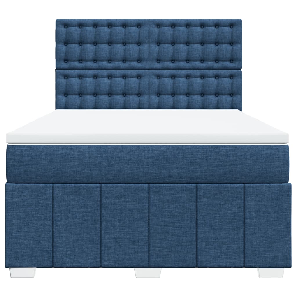 Box Spring Postel S Matrací Modrá 160X200 Cm Textil