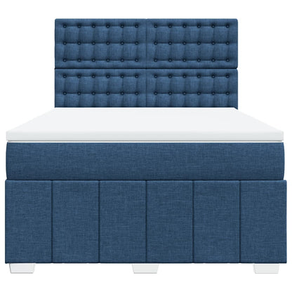 Box Spring Postel S Matrací Modrá 160X200 Cm Textil