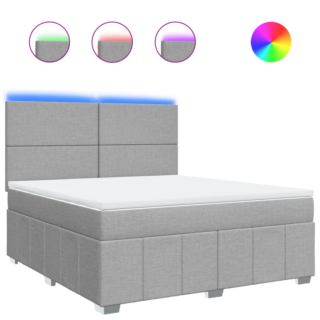 Box Spring Postel S Matrací Světle Šedá 180 X 200 Cm Textil