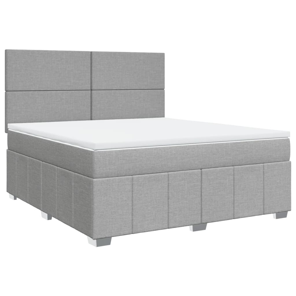 Box Spring Postel S Matrací Světle Šedá 180 X 200 Cm Textil