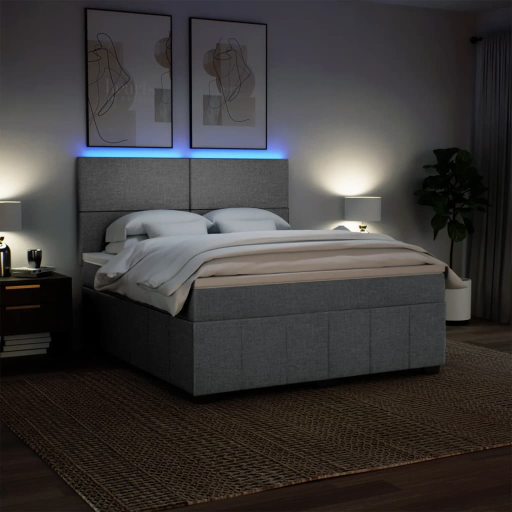 Box Spring Postel S Matrací Světle Šedá 180 X 200 Cm Textil