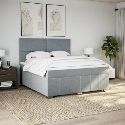 Box Spring Postel S Matrací Světle Šedá 180 X 200 Cm Textil
