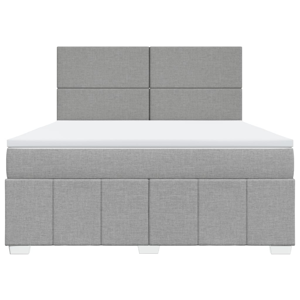 Box Spring Postel S Matrací Světle Šedá 180 X 200 Cm Textil