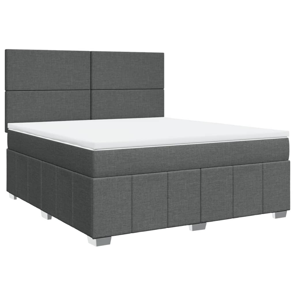 Box Spring Postel S Matrací Tmavě Šedá 180X200 Cm Textil
