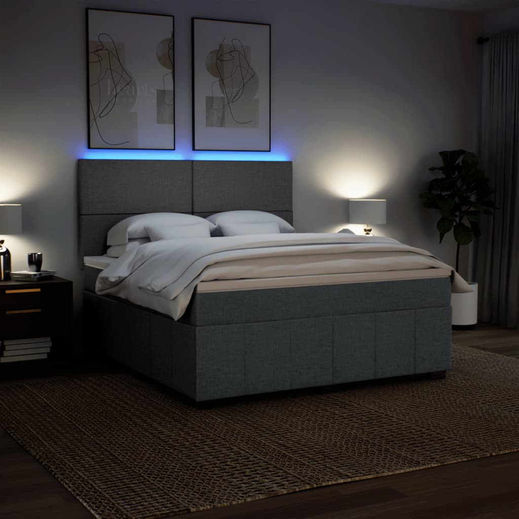 Box Spring Postel S Matrací Tmavě Šedá 180X200 Cm Textil