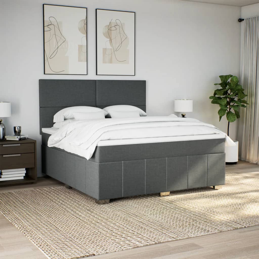Box Spring Postel S Matrací Tmavě Šedá 180X200 Cm Textil