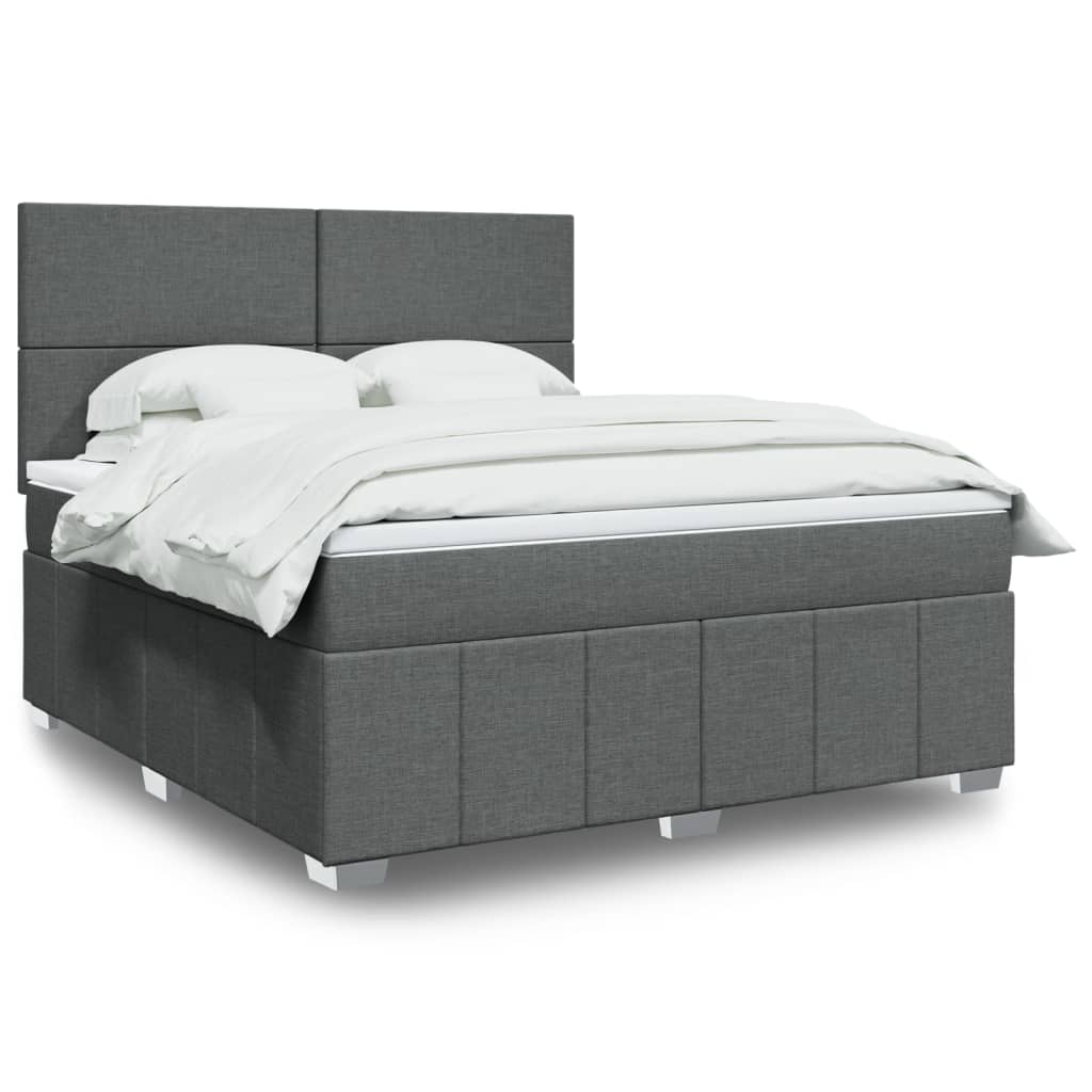 Box Spring Postel S Matrací Tmavě Šedá 180X200 Cm Textil
