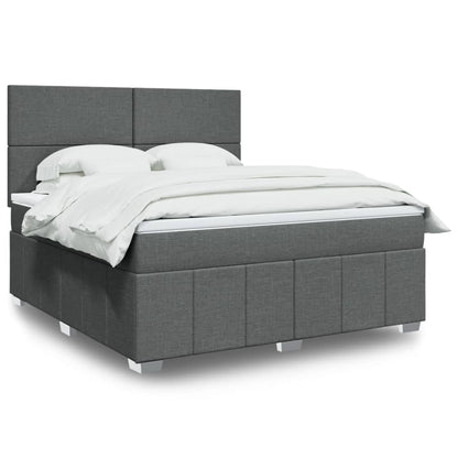Box Spring Postel S Matrací Tmavě Šedá 180X200 Cm Textil