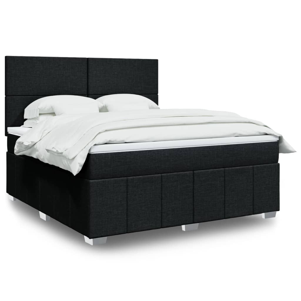 Box Spring Postel S Matrací Černá Textil Černá