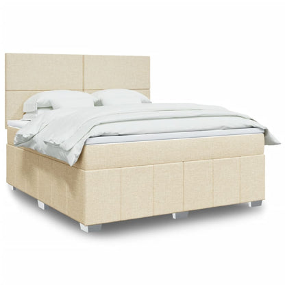 Box Spring Postel S Matrací Textil Krémová