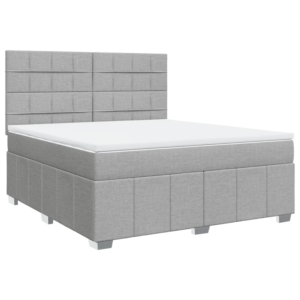 Box Spring Postel S Matrací Světle Šedá 180 X 200 Cm Textil
