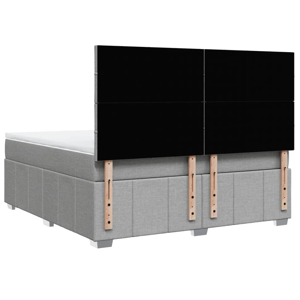 Box Spring Postel S Matrací Světle Šedá 180 X 200 Cm Textil