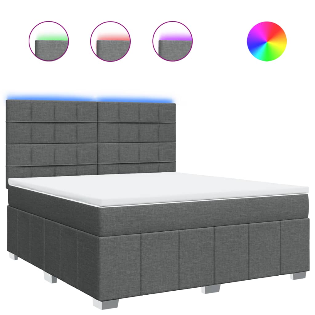 Box Spring Postel S Matrací Tmavě Šedá 180X200 Cm Textil