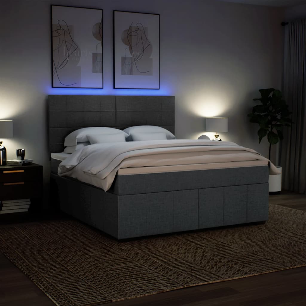Box Spring Postel S Matrací Tmavě Šedá 180X200 Cm Textil